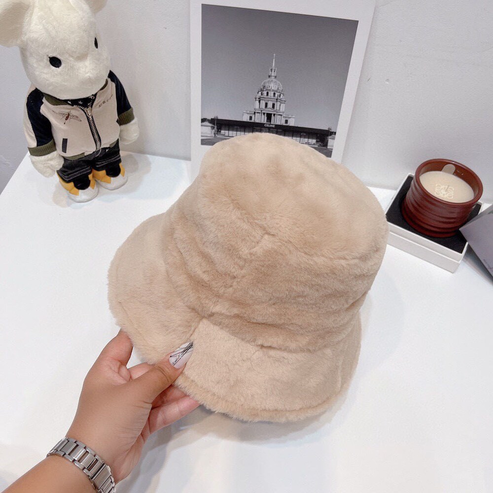 Balenciaga Faux Fur Bucket Hat in Beige - Picture 6 of 7